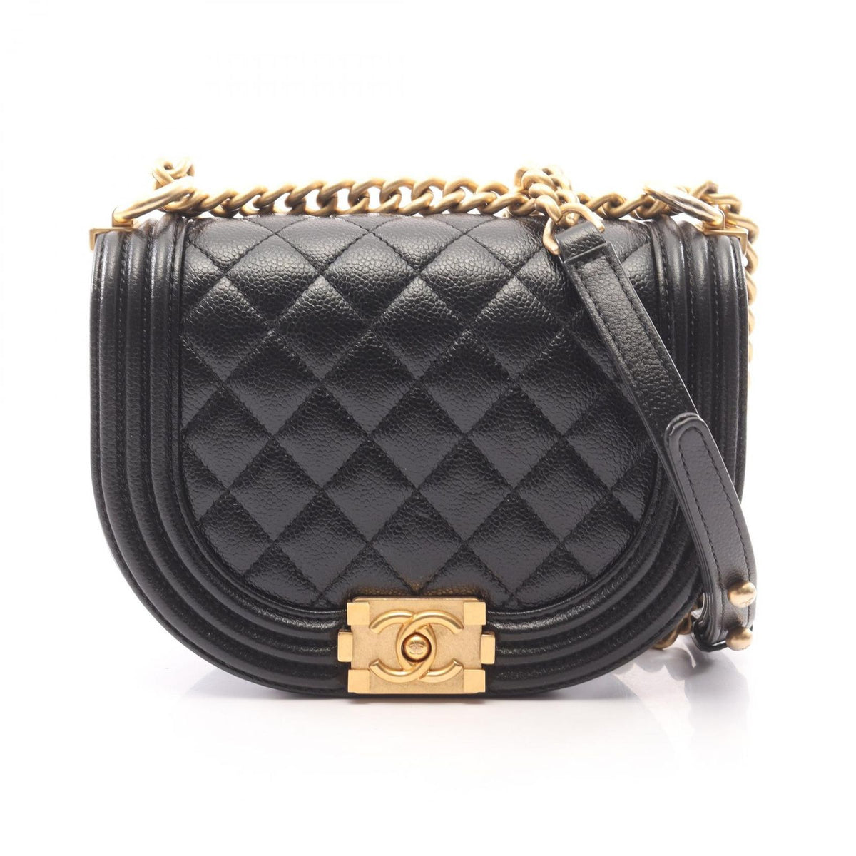 Chanel Shoulder Bag Small Black Caviar Leather Chain