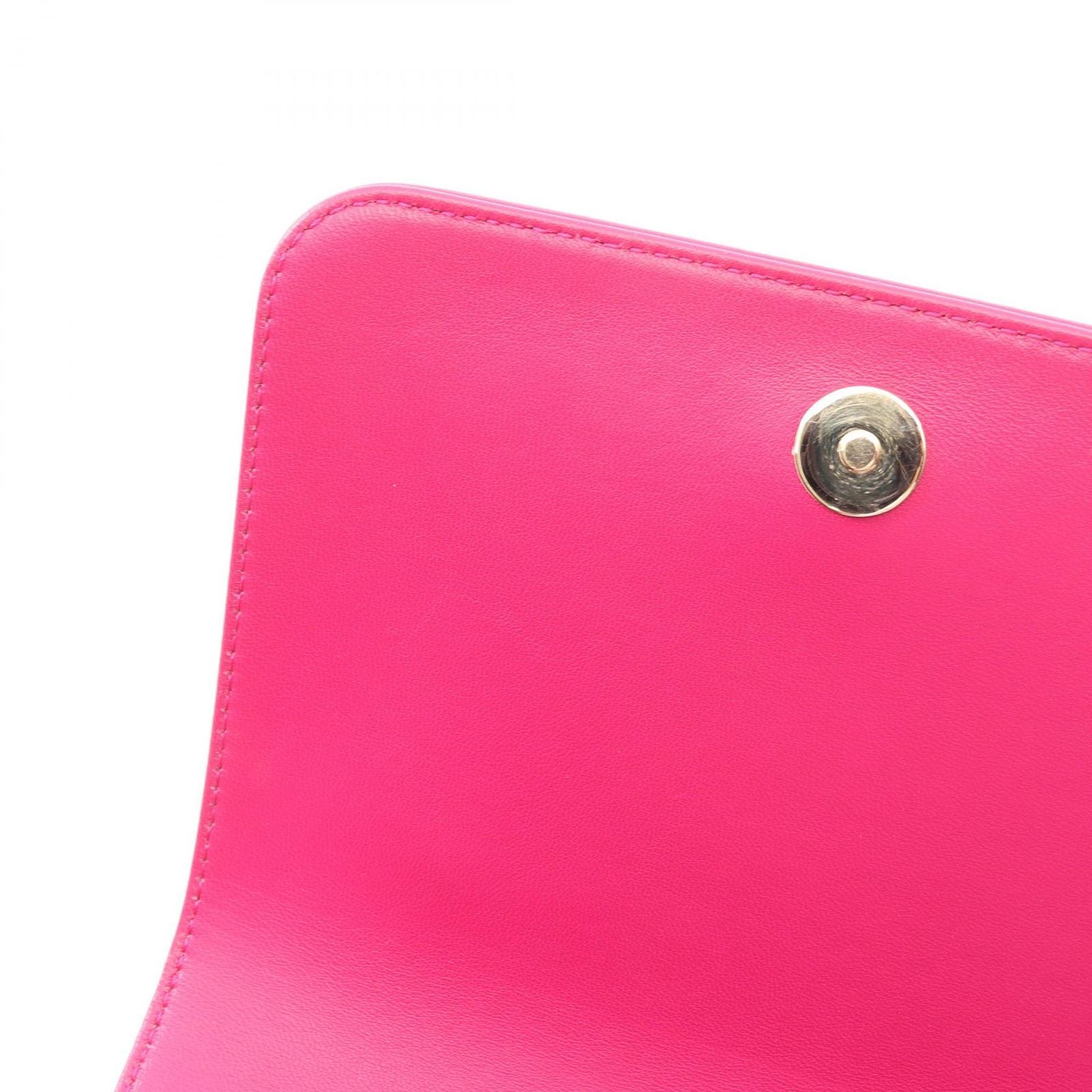 Chanel Shoulder Bag CC Logo Pink Purple Lambskin Chain — view 9
