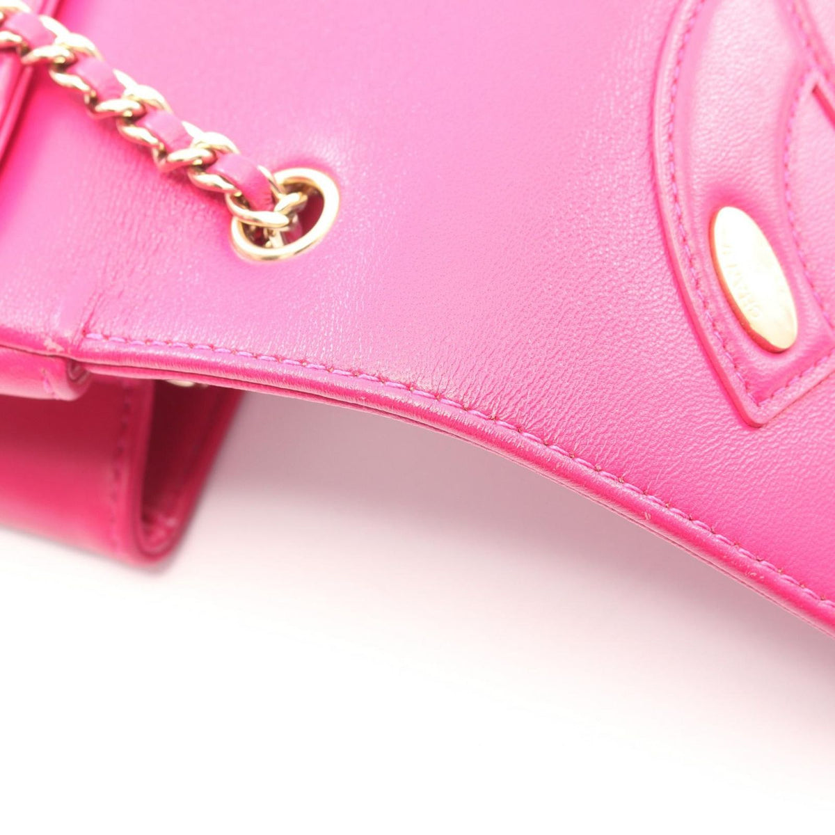 Chanel Shoulder Bag CC Logo Pink Purple Lambskin Chain — view 6