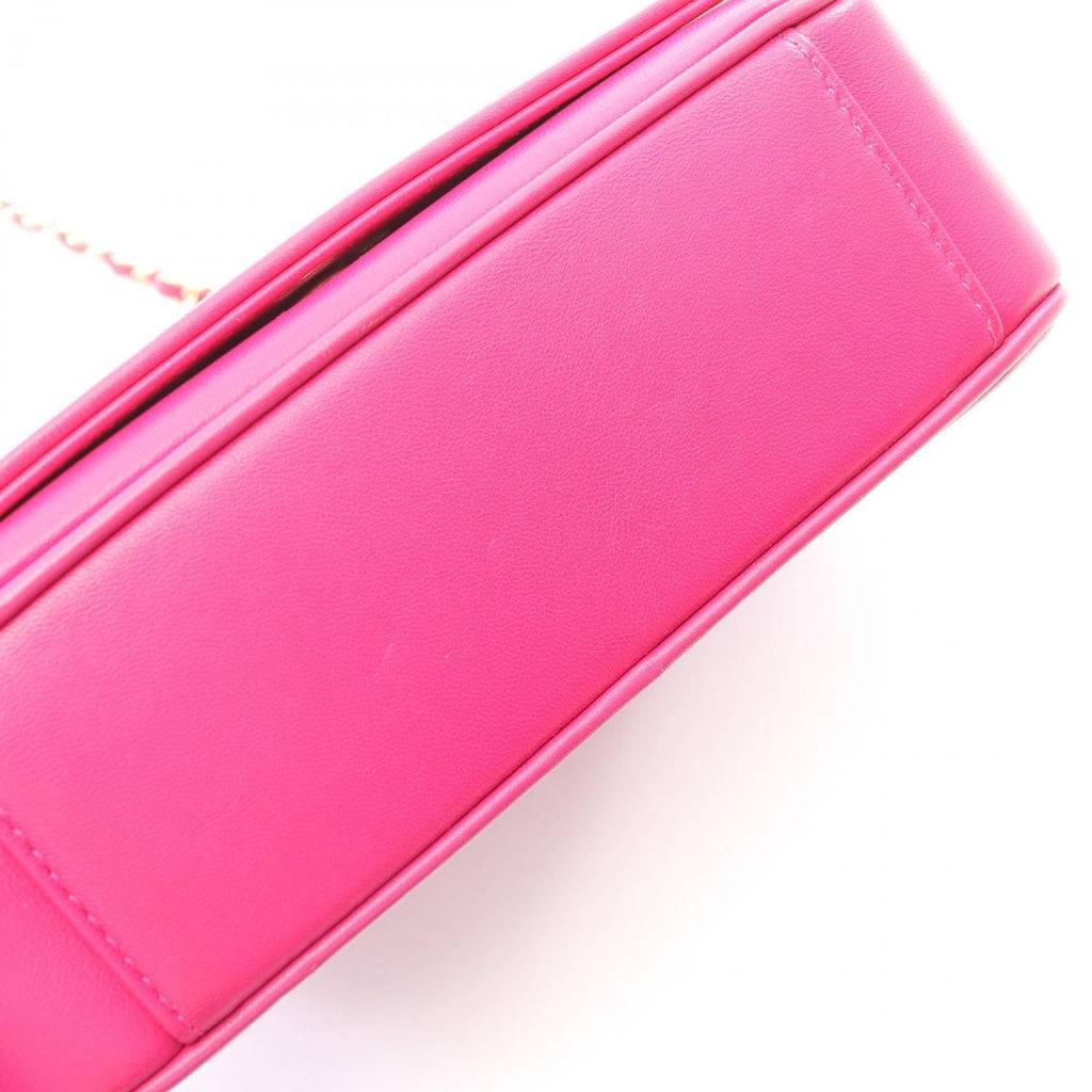 Chanel Shoulder Bag CC Logo Pink Purple Lambskin Chain — view 7