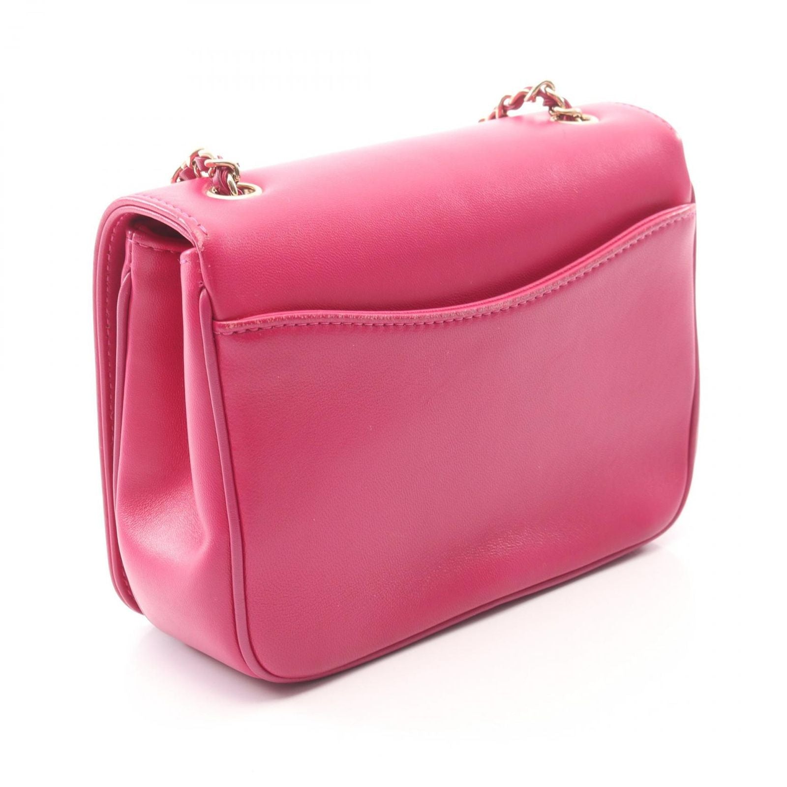 Chanel Shoulder Bag CC Logo Pink Purple Lambskin Chain — view 2