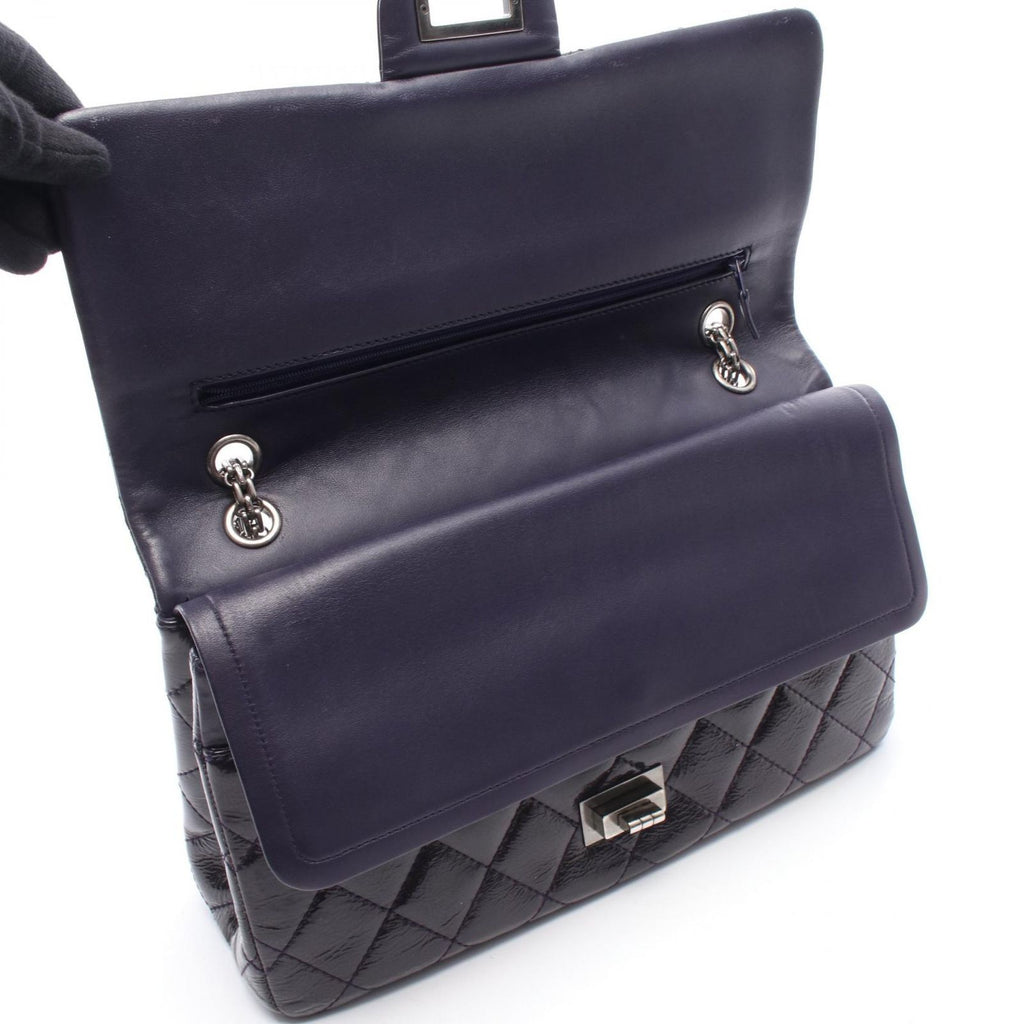 Chanel Shoulder Bag 2.55 Quilted Maxi Double Flap Purple Patent Leather Big — view 8