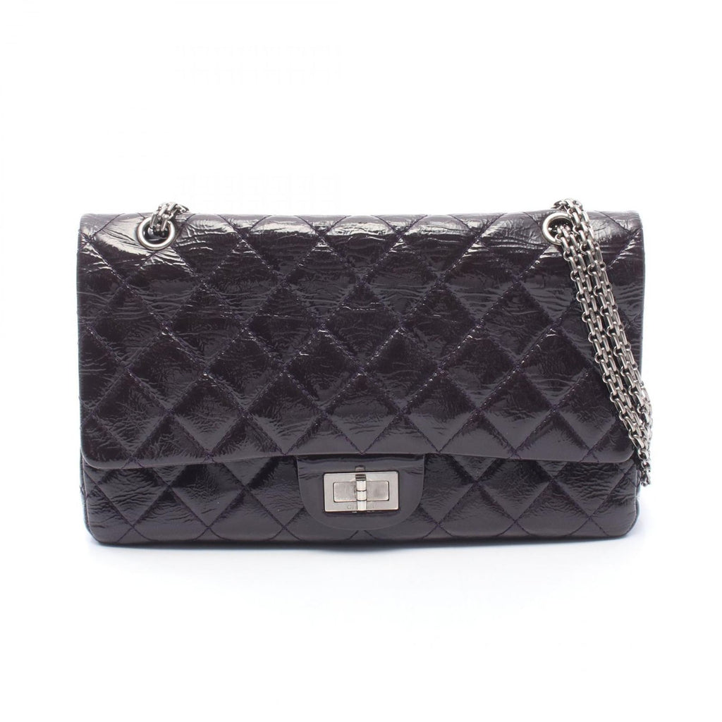 Chanel Shoulder Bag 2.55 Quilted Maxi Double Flap Purple Patent Leather Big