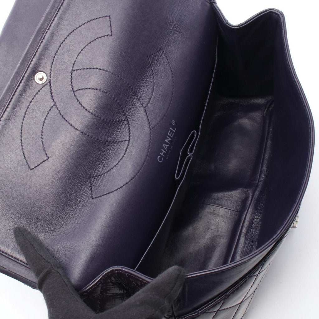 Chanel Shoulder Bag 2.55 Quilted Maxi Double Flap Purple Patent Leather Big — view 3