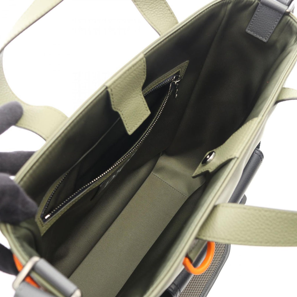 Dior Tote Sacai Saddle 2-Way Khaki Navy Nylon Leather — view 3