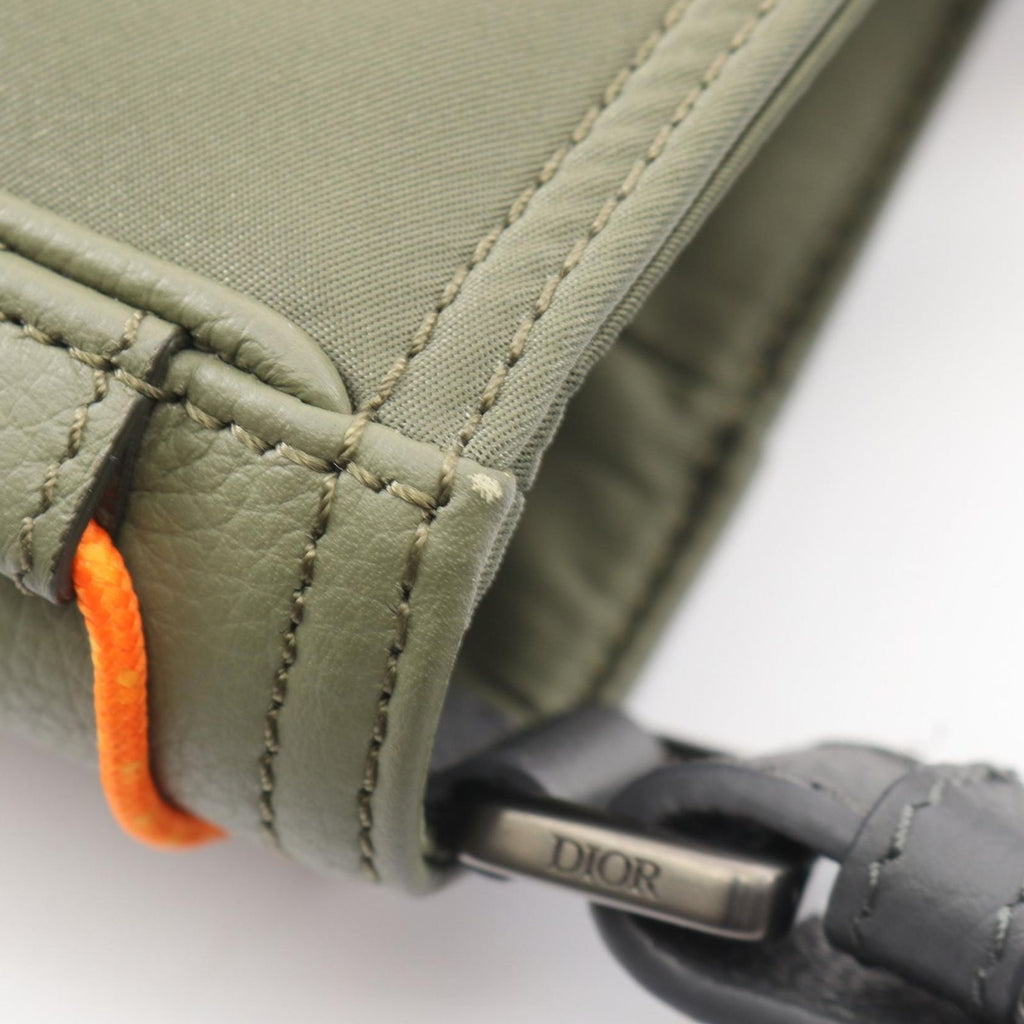 Dior Tote Sacai Saddle 2-Way Khaki Navy Nylon Leather — view 7
