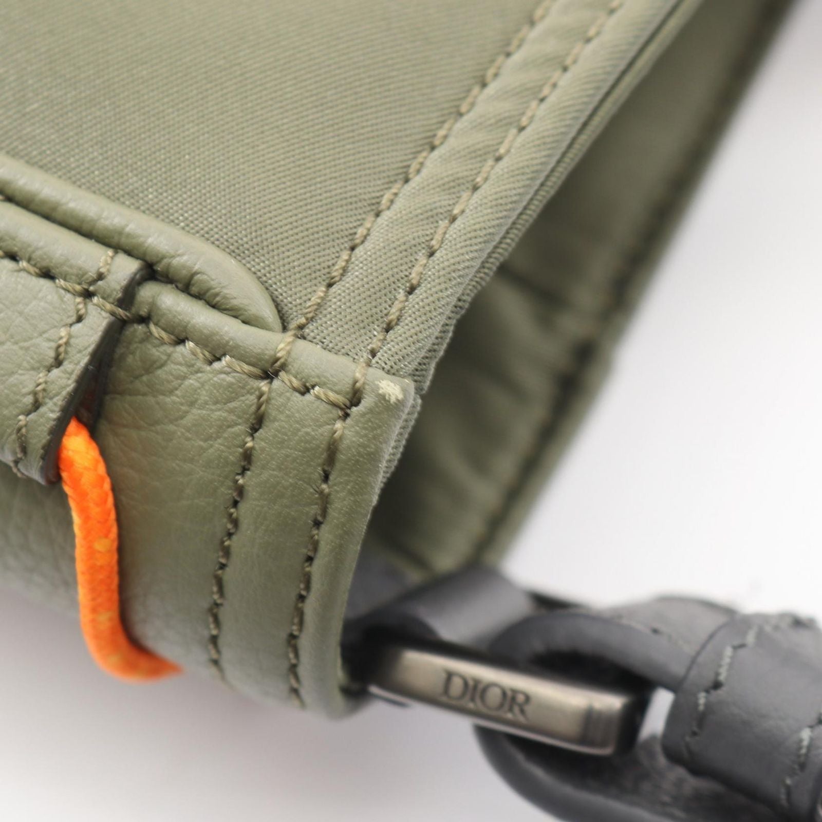 Dior Tote Sacai Saddle 2-Way Khaki Navy Nylon Leather — view 7