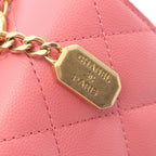 Chanel Shoulder Bag Quilted Top Handle 2-Way Pink Caviar Leather Chain — view 9