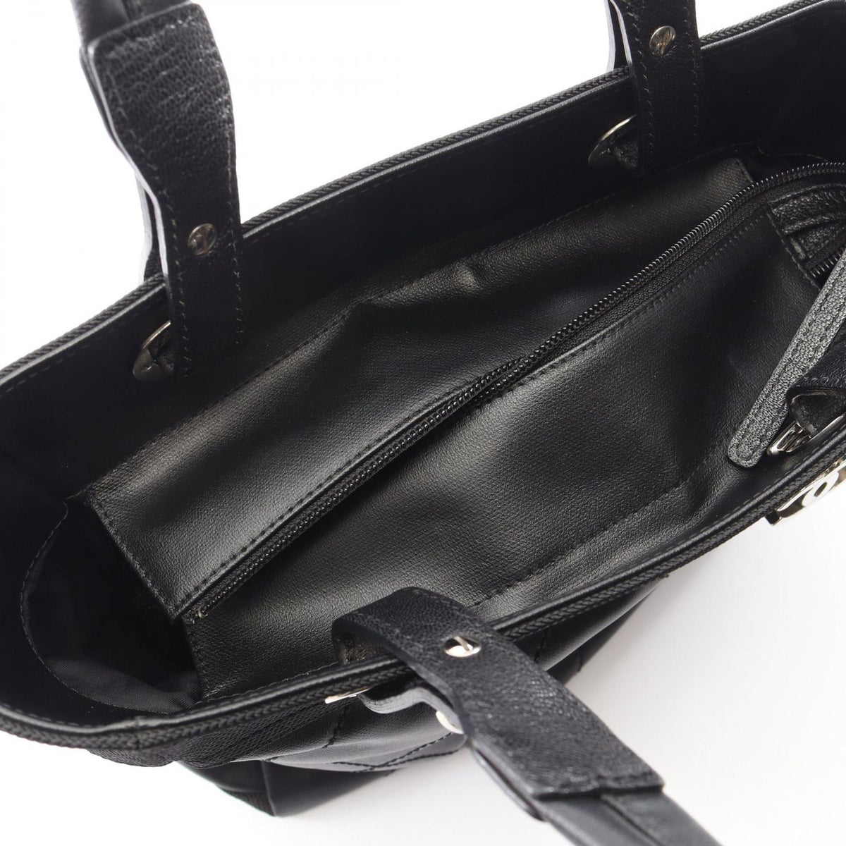 Chanel Tote Paris Biarritz PM Black Canvas Leather PM — view 6