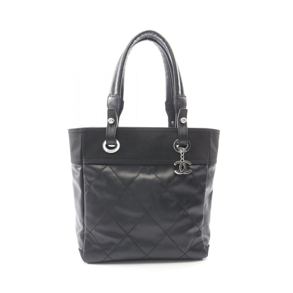 Chanel Tote Paris Biarritz PM Black Canvas Leather PM
