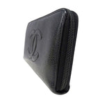 Chanel Wallet Caviar Leather Black Silver Zip Around Logo Adult — view 4