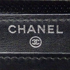 Chanel Wallet Caviar Leather Black Silver Zip Around Logo Adult — view 7