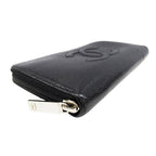 Chanel Wallet Caviar Leather Black Silver Zip Around Logo Adult — view 3