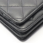 Chanel Shoulder Bag Quilted Mini Black Caviar Leather Chain Wallet — view 7