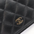 Chanel Shoulder Bag Quilted Mini Black Caviar Leather Chain Wallet — view 6