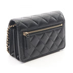 Chanel Shoulder Bag Quilted Mini Black Caviar Leather Chain Wallet — view 2