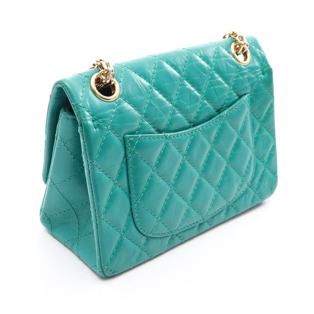 Chanel Shoulder Bag 2.55 Green Calf Mini Quilted Chain — view 2
