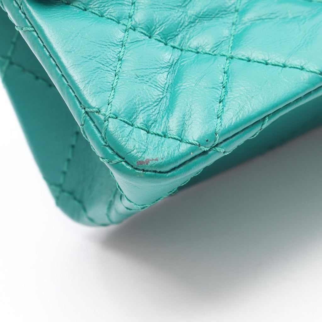 Chanel Shoulder Bag 2.55 Green Calf Mini Quilted Chain — view 6