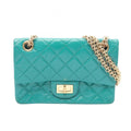 Chanel Shoulder Bag 2.55 Green Calf Mini Quilted Chain