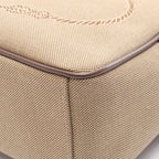 Prada Shoulder Bag Logo Jacquard Beige Brown Canvas Leather — view 6
