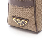 Prada Shoulder Bag Logo Jacquard Beige Brown Canvas Leather — view 5