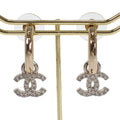Chanel CC Logo Hoop Earrings Metal Gold Silver
