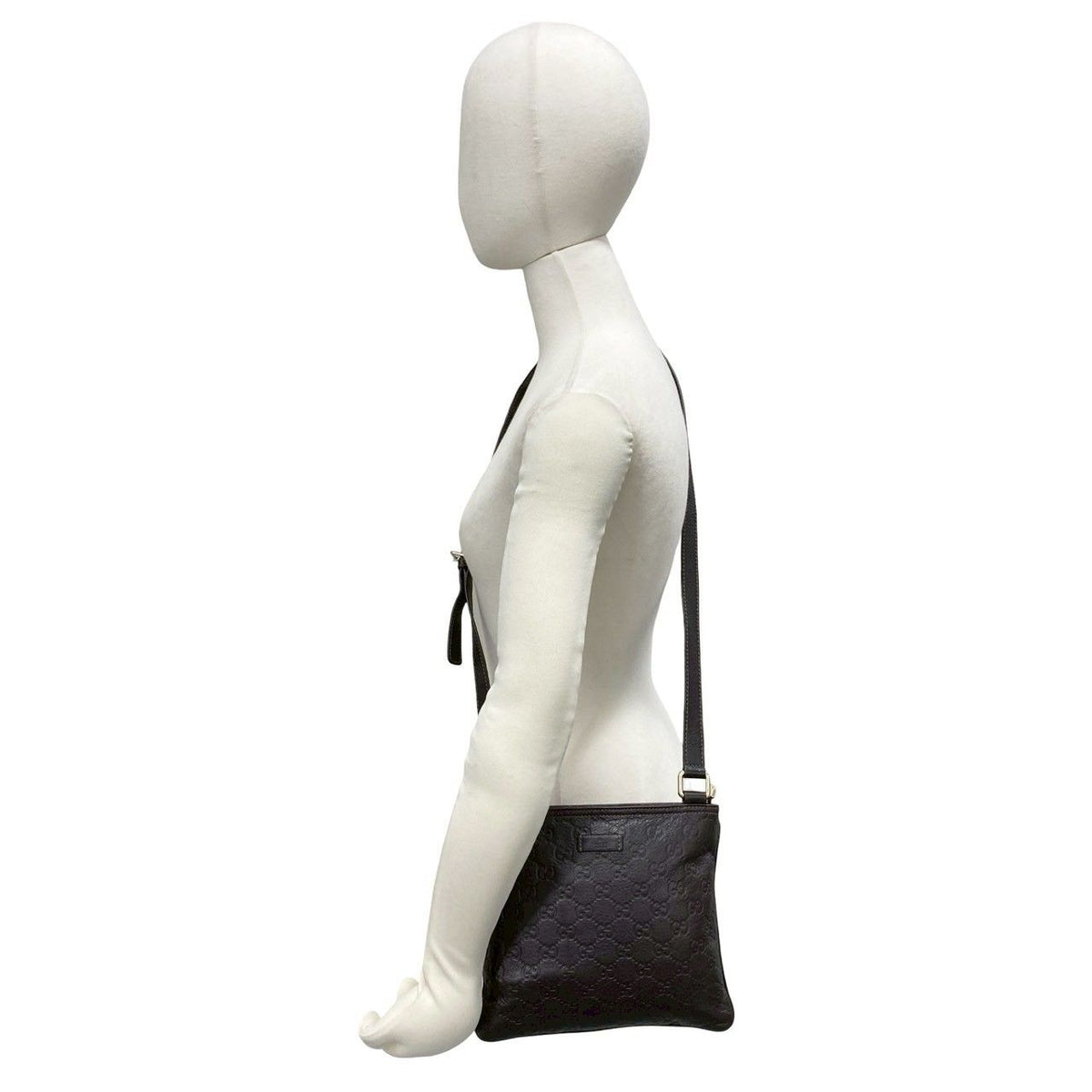 Gucci Guccissima GG Patter Leather Mini Shoulder Bag Pochette Crossbody Dark — view 2