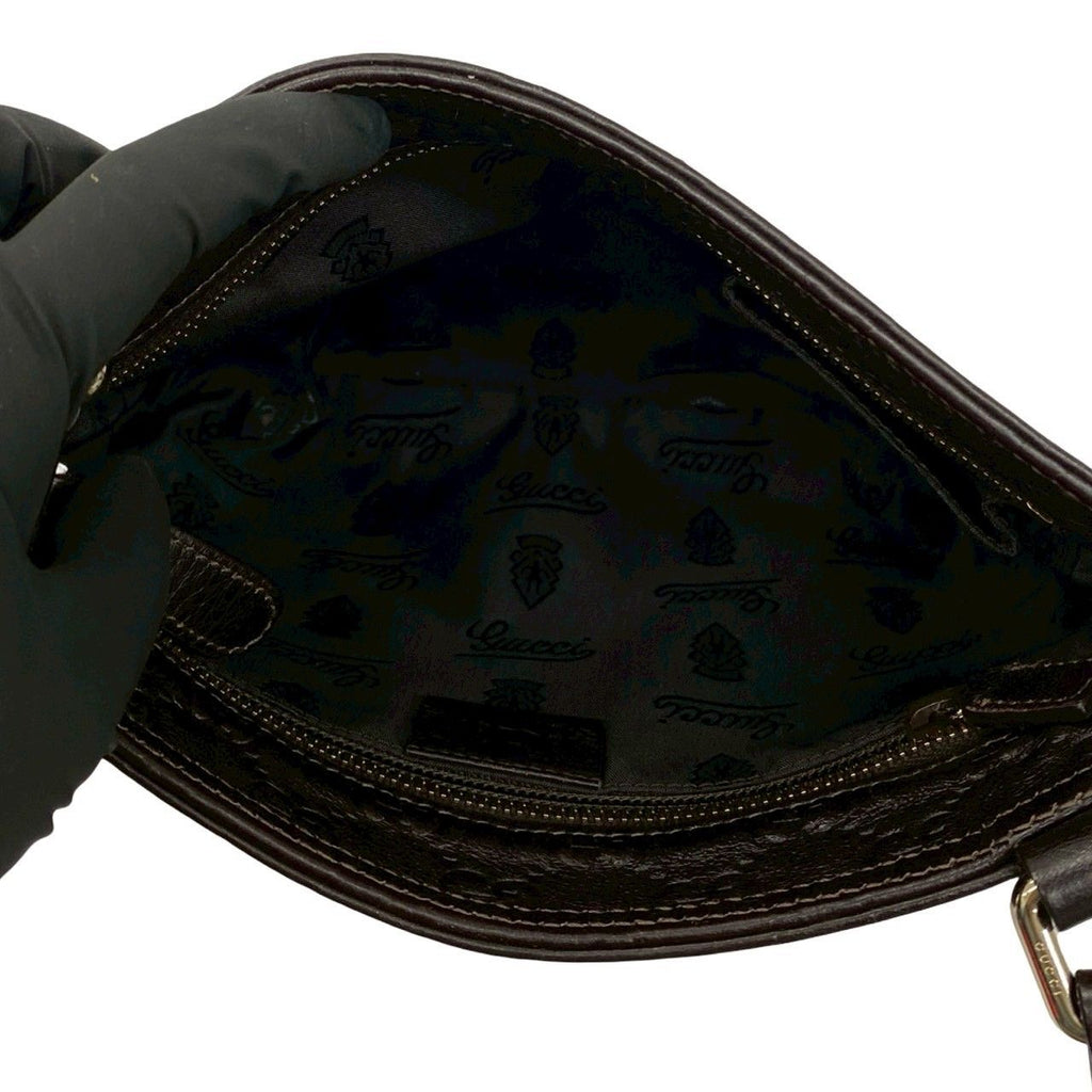 Gucci Guccissima GG Patter Leather Mini Shoulder Bag Pochette Crossbody Dark — view 9
