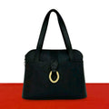 Dior Vintage Logo Leather Tote Mini Boston Bag Black