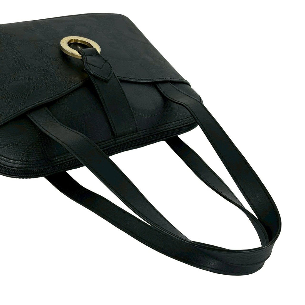 Dior Vintage Logo Leather Tote Mini Boston Bag Black — view 4