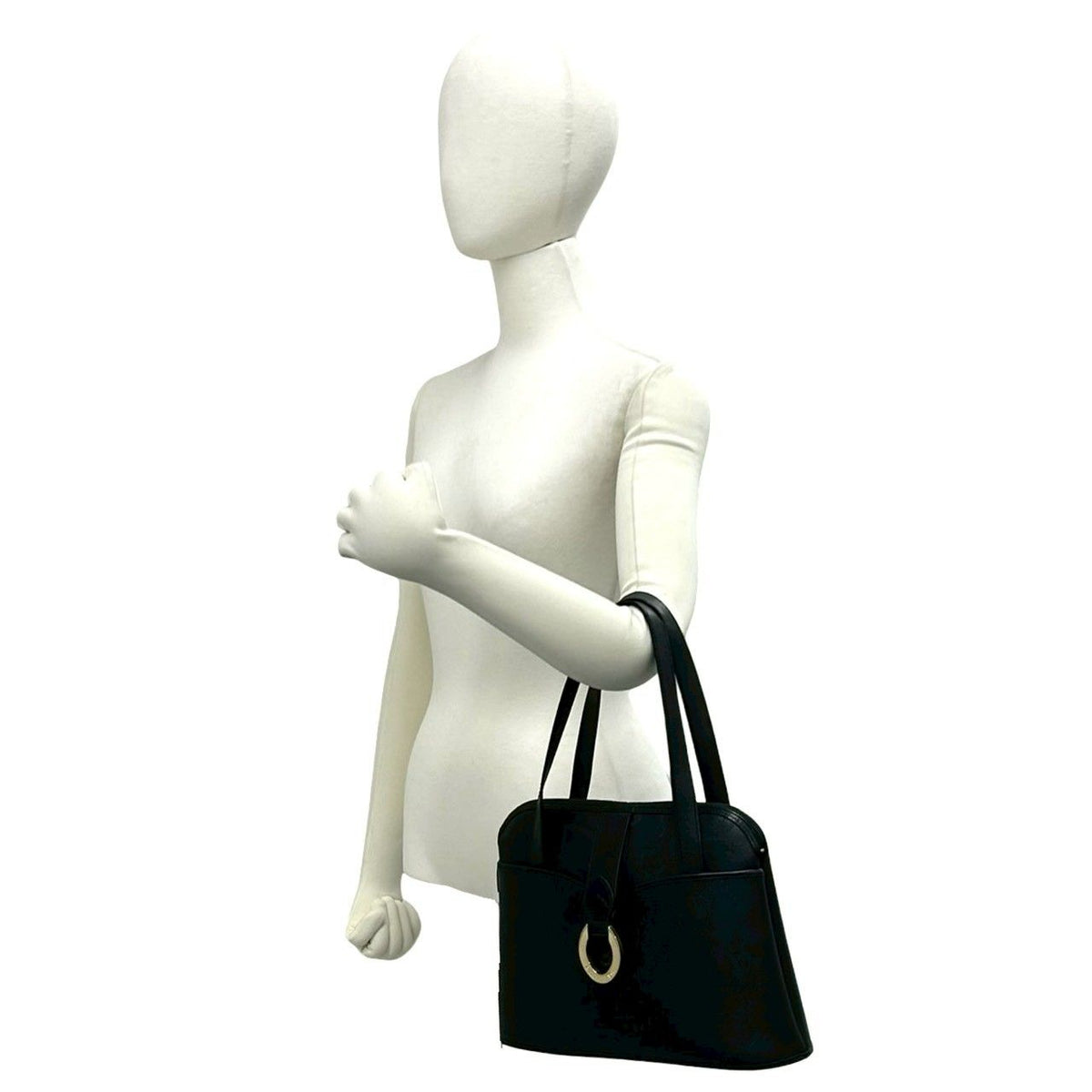 Dior Vintage Logo Leather Tote Mini Boston Bag Black — view 2
