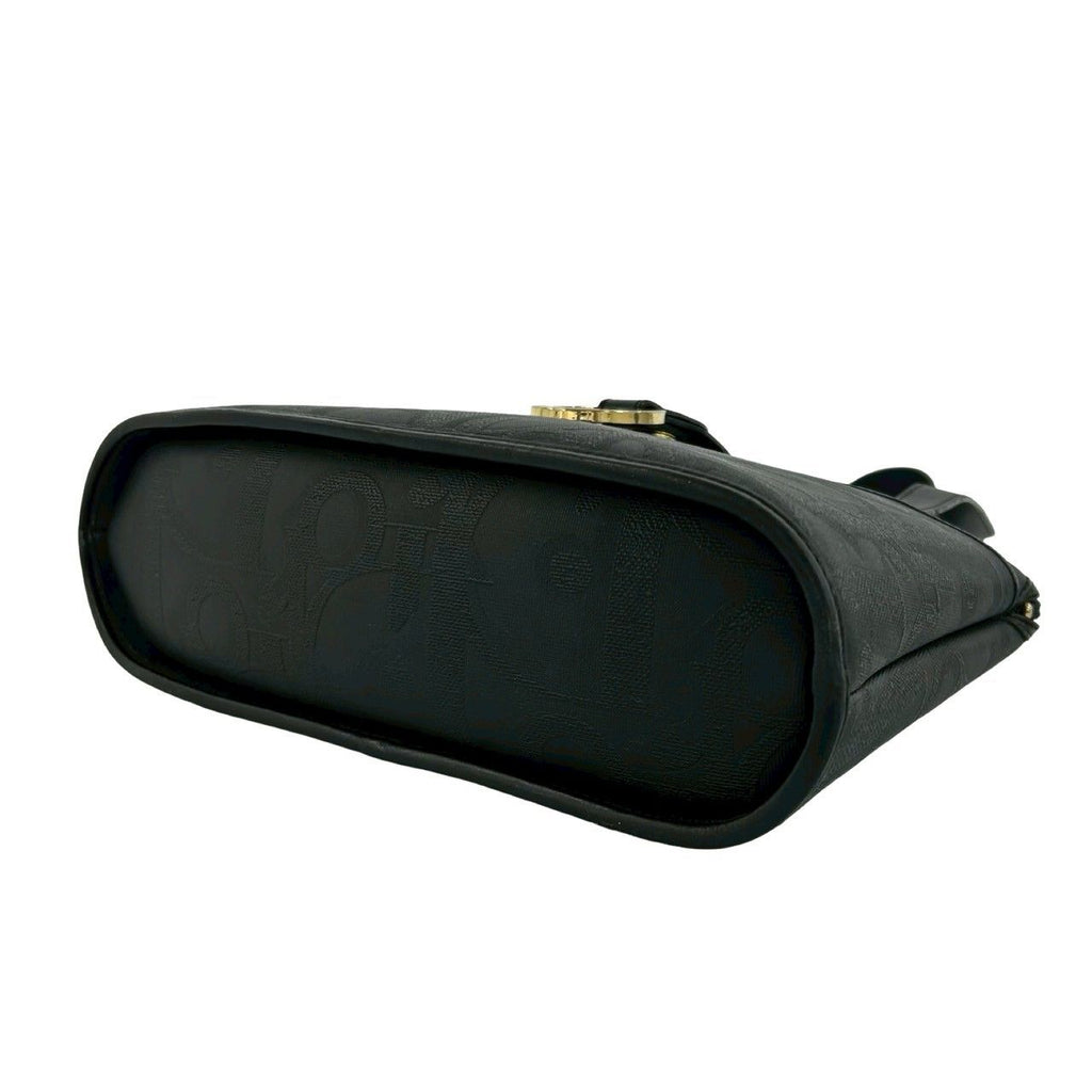 Dior Vintage Logo Leather Tote Mini Boston Bag Black — view 8
