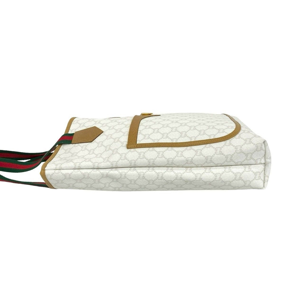 Gucci Vintage Sherry Line Plus Logo Leather Tote White — view 5