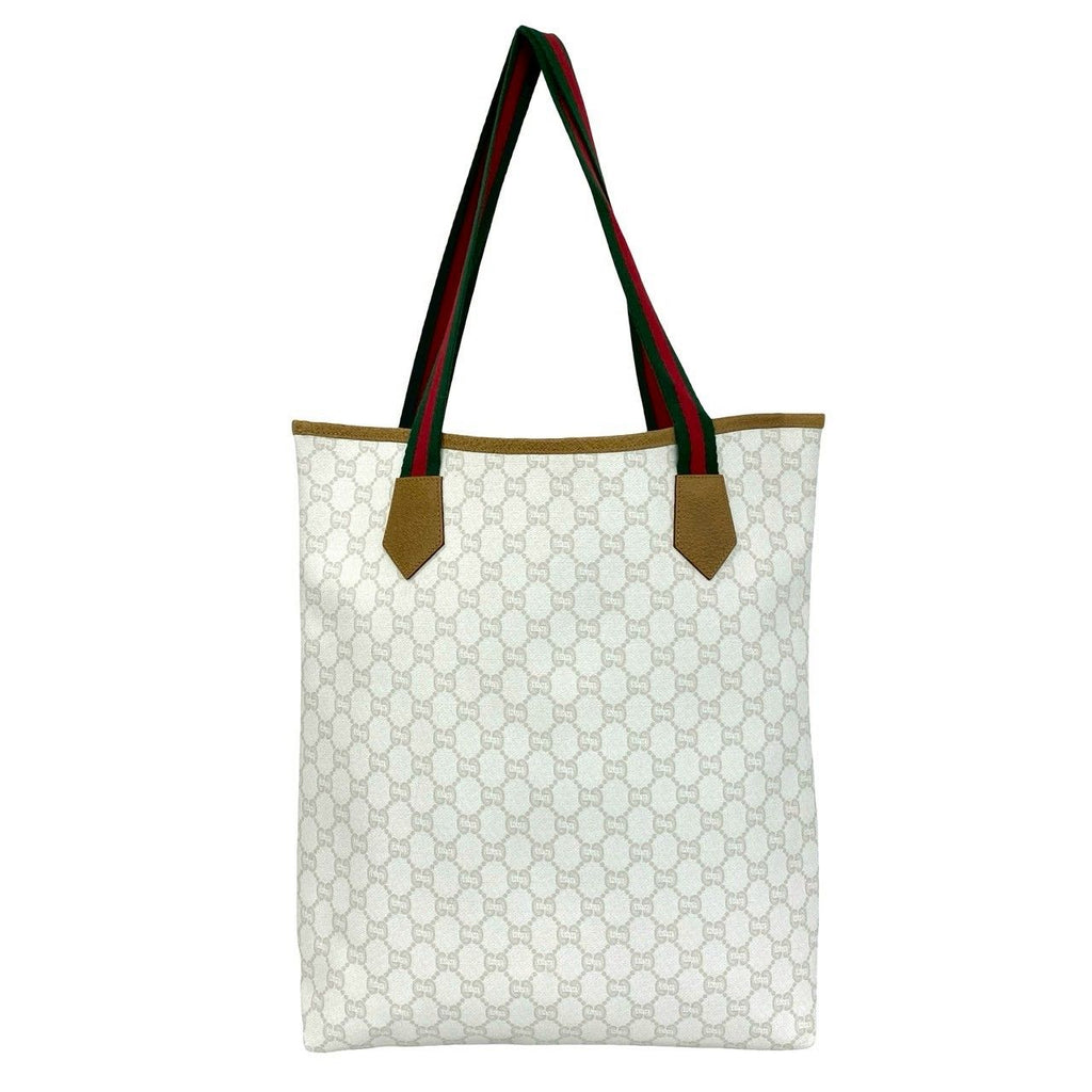 Gucci Vintage Sherry Line Plus Logo Leather Tote White — view 3