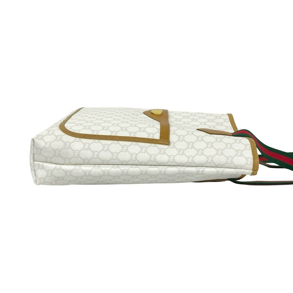 Gucci Vintage Sherry Line Plus Logo Leather Tote White — view 6