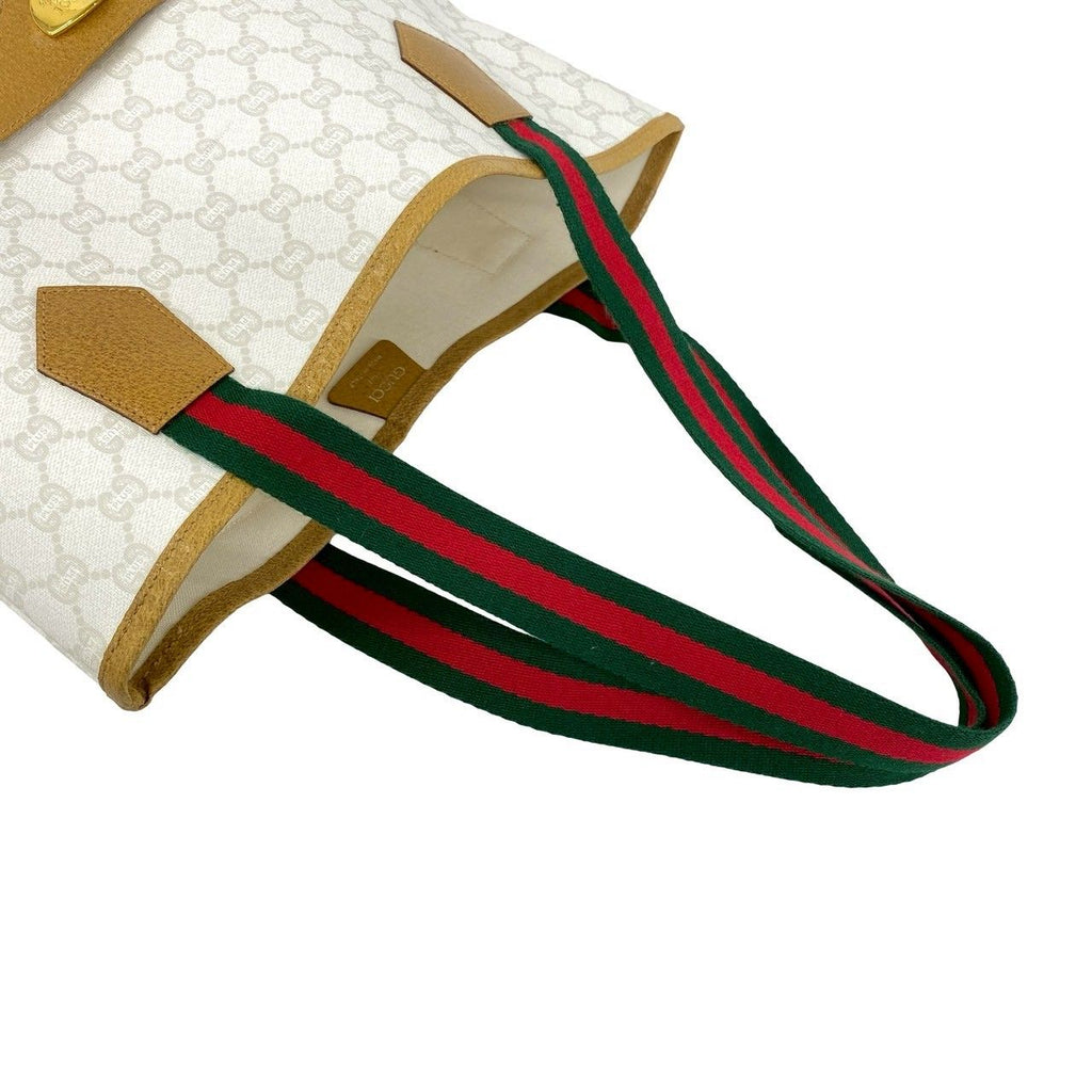 Gucci Vintage Sherry Line Plus Logo Leather Tote White — view 4
