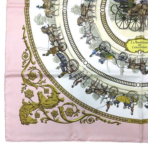 Hermes Carre 90 Silk Scarf Walk Long Chien Promenade Longchamps Pink — view 4