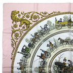 Hermes Carre 90 Silk Scarf Walk Long Chien Promenade Longchamps Pink — view 8