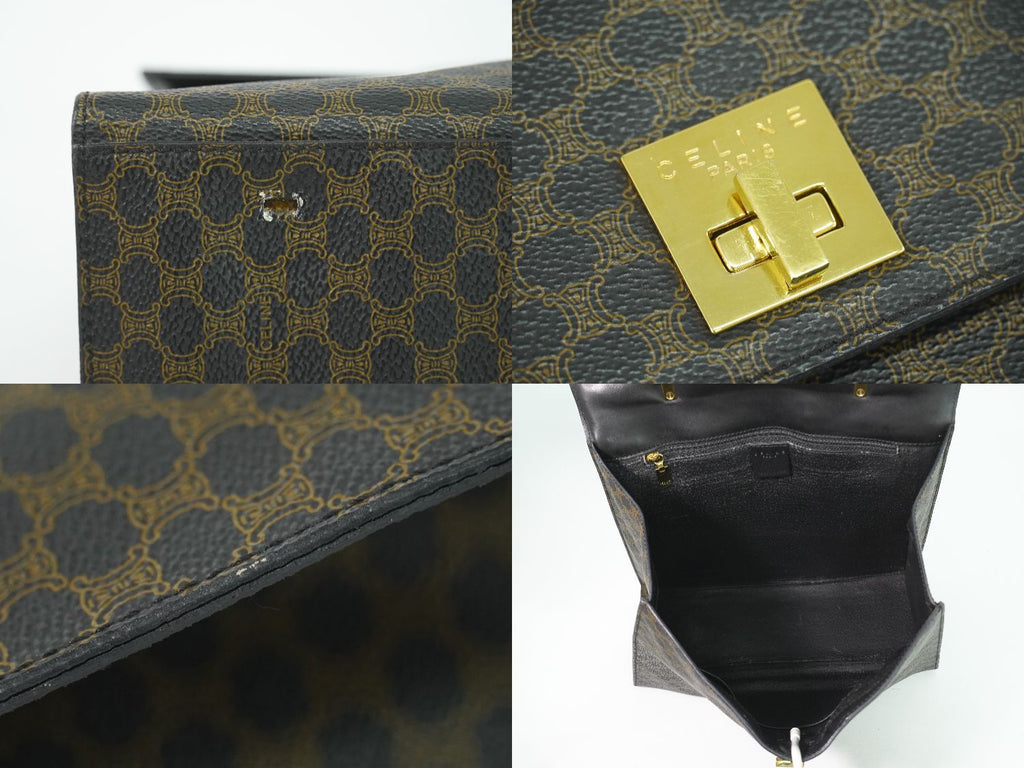 Celine Macadam Handbag Black Brown Bag — view 8