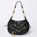 Saint Laurent Handbag Gold Ring Leather Black