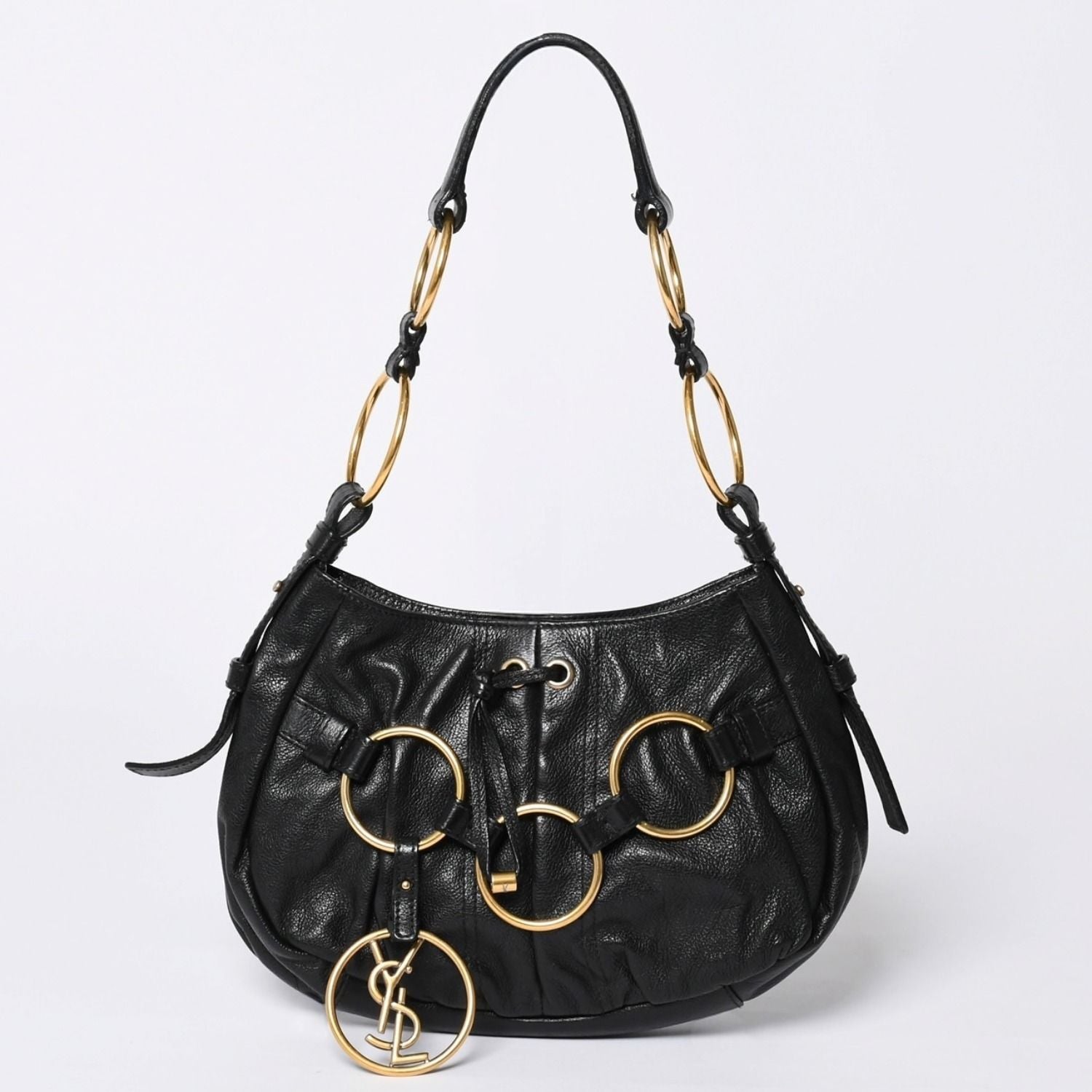 Saint Laurent Handbag Gold Ring Leather Black