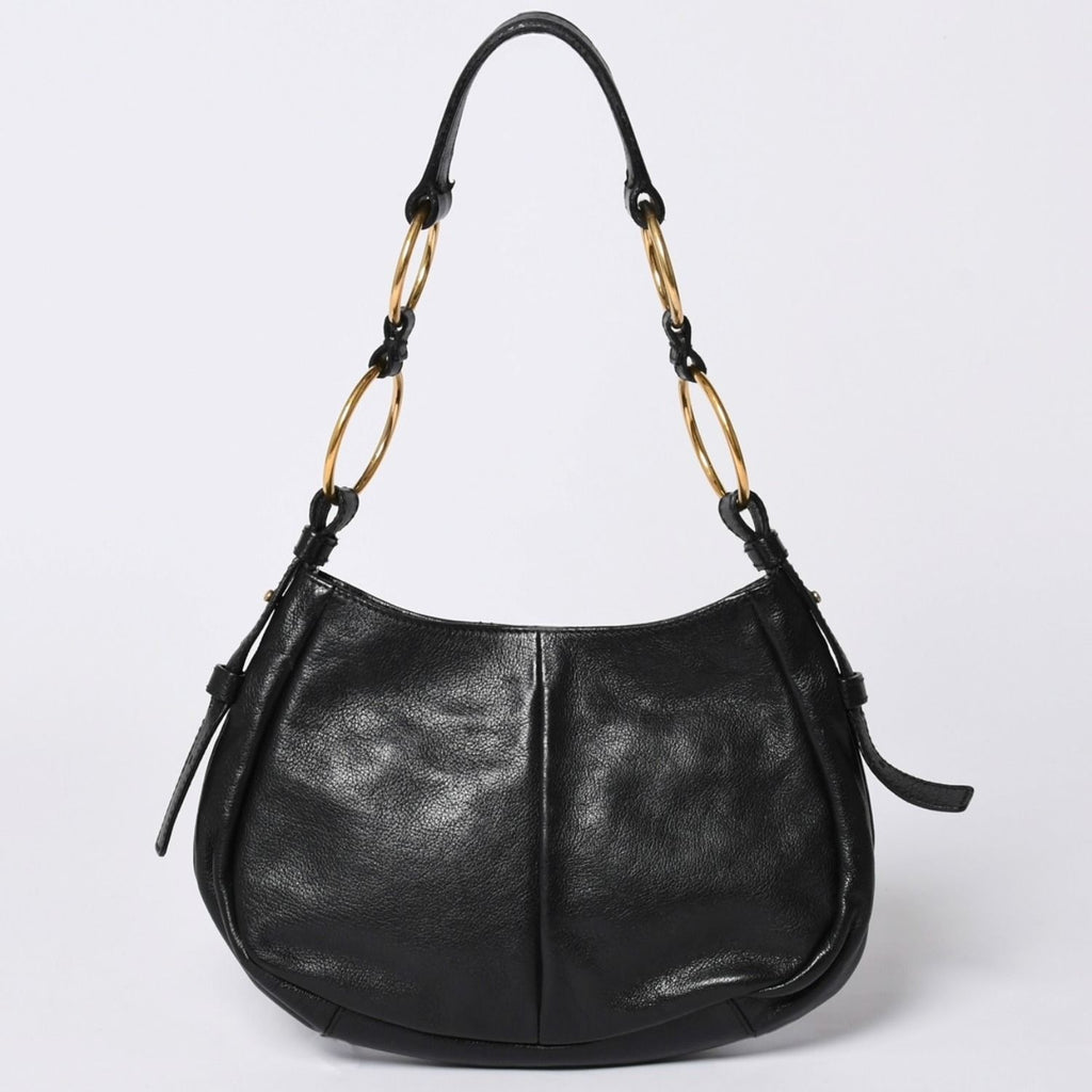 Saint Laurent Handbag Gold Ring Leather Black — view 2