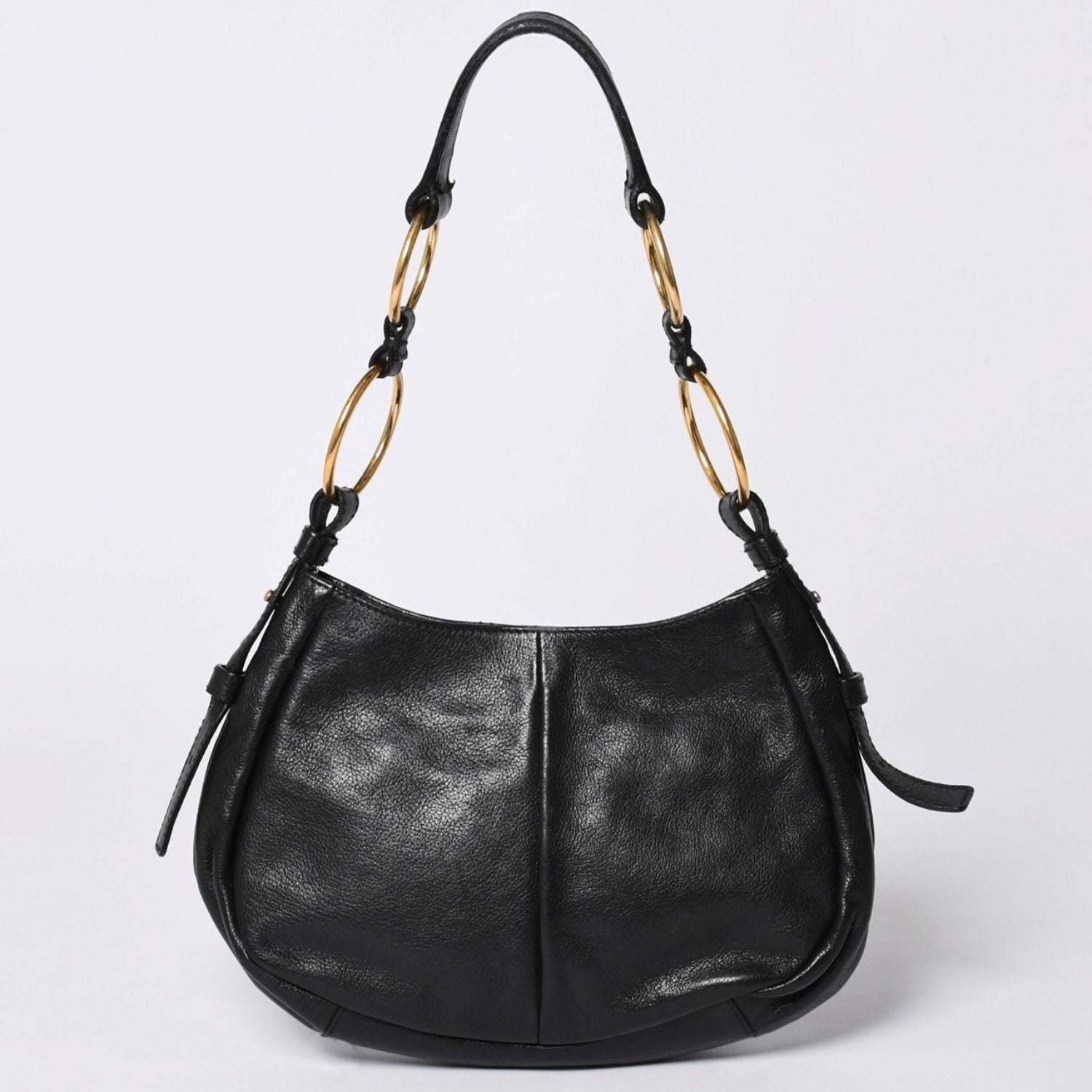Saint Laurent Handbag Gold Ring Leather Black — view 2