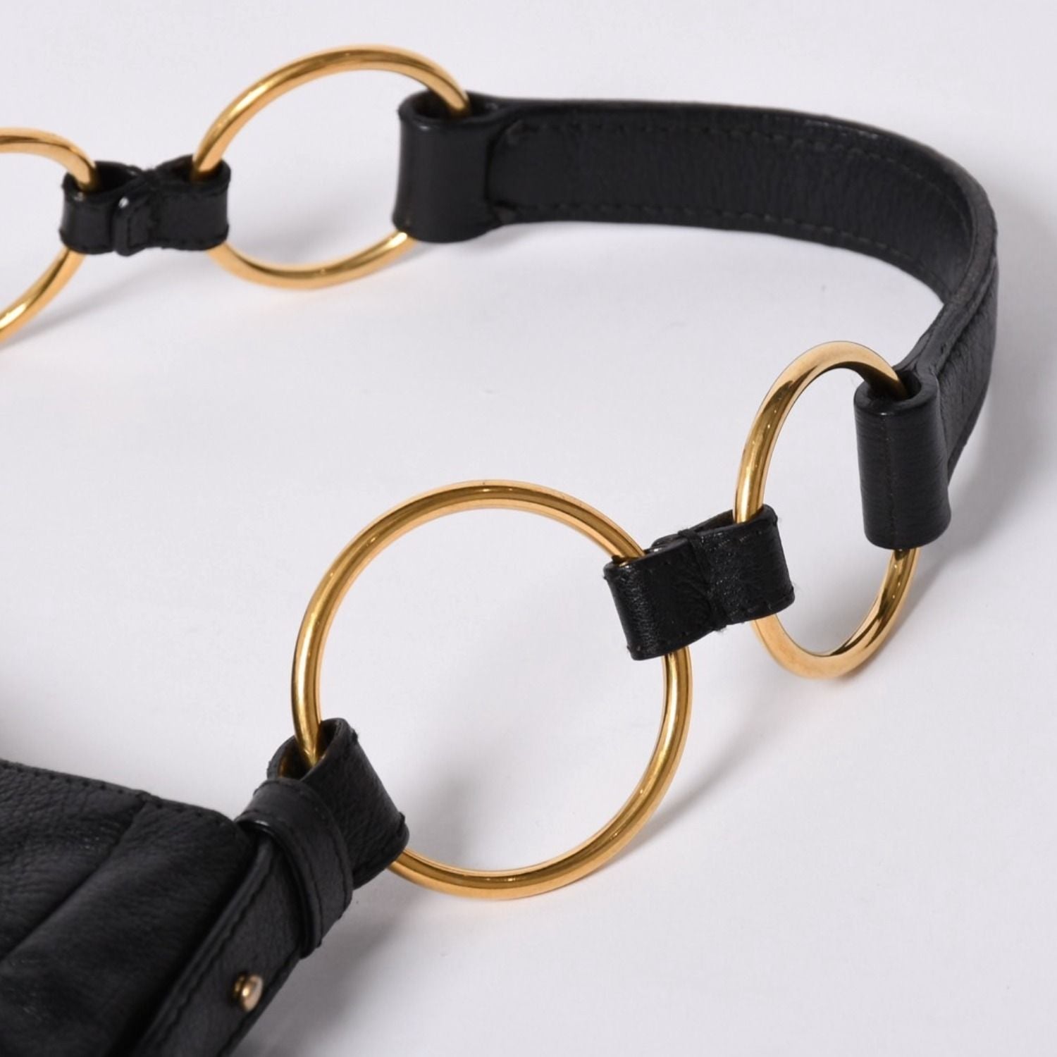 Saint Laurent Handbag Gold Ring Leather Black — view 7