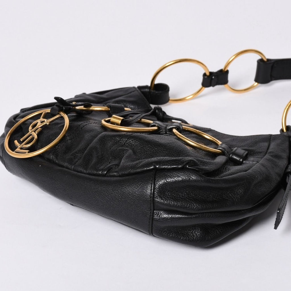 Saint Laurent Handbag Gold Ring Leather Black — view 8