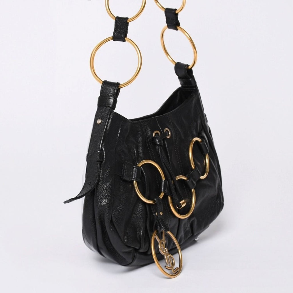 Saint Laurent Handbag Gold Ring Leather Black — view 3