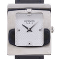 Hermes Watch Stainless Steel Leather Quartz Analog Display White Dial