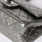 Chanel 2.55 Double Flap Chain Shoulder Bag Vintage Calfskin Metallic Green — view 8