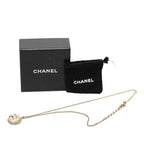 Chanel CC Logo Necklace Dome 09c Champagne Gold Plated Rhinestone — view 6