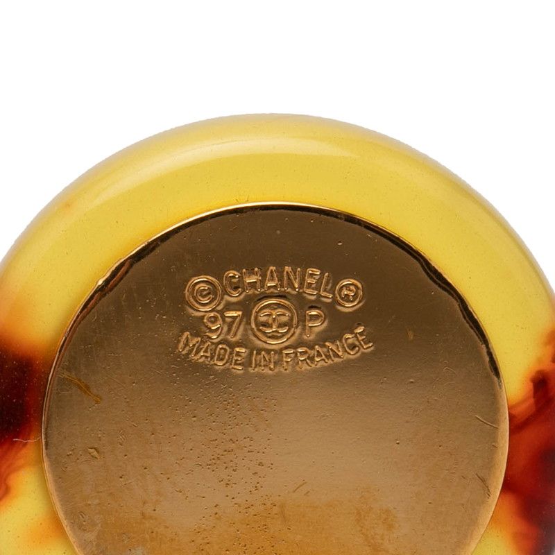 Chanel Mademoiselle Vintage Earrings Gold Brown Plastic Plated — view 3